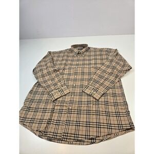 VTG Burberry London Shirt Men's XL Nova Check Button Down USA Made Long Sleeve